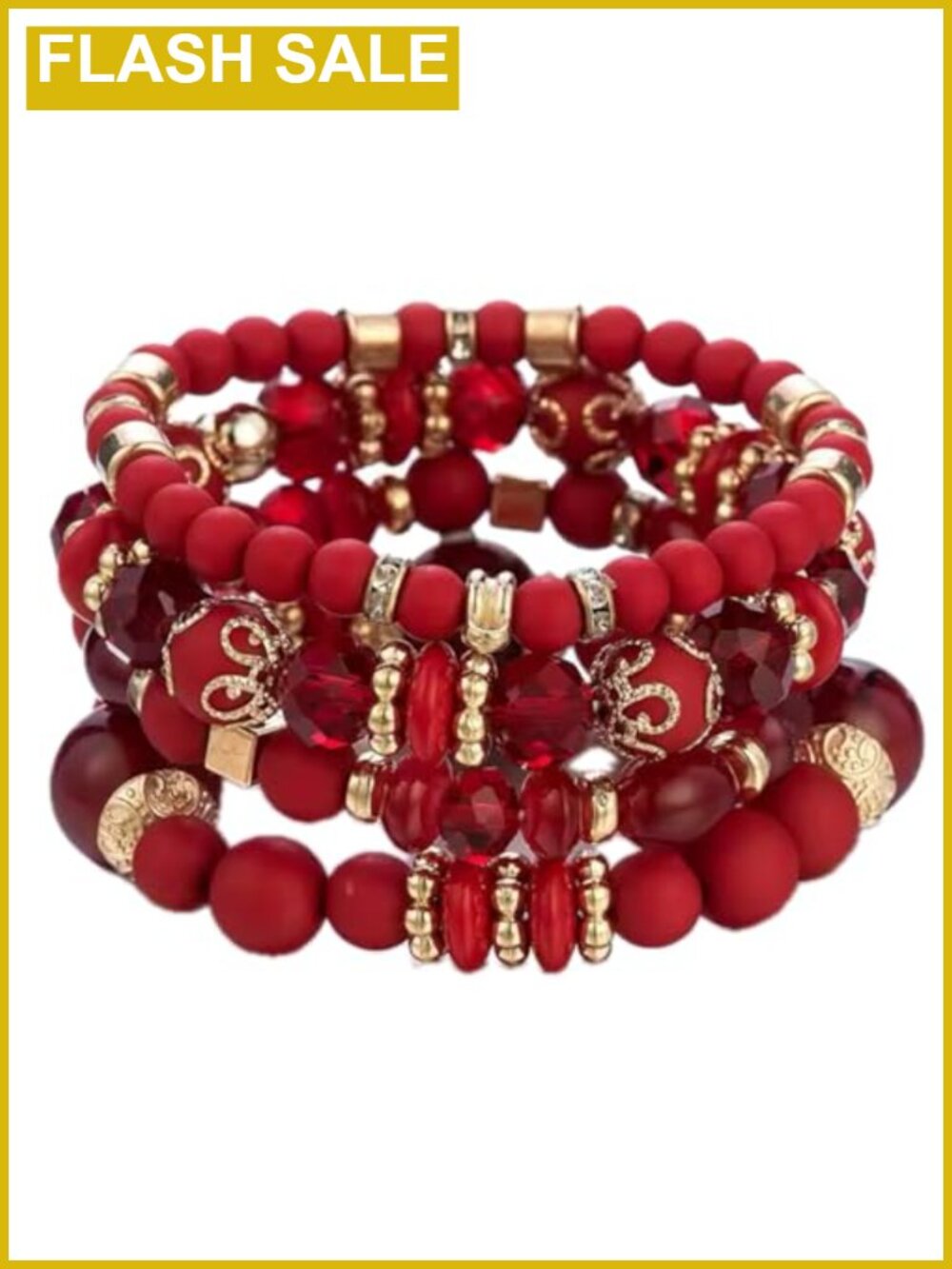 Boho Beaded Bracelet Set Stackable Crystal Stretch Multilayer Bangle Women's